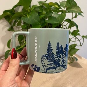 Starbucks Fall 2022 Mint Green Mushroom Fern Shimmer Ceramic12 oz Mug - NEW